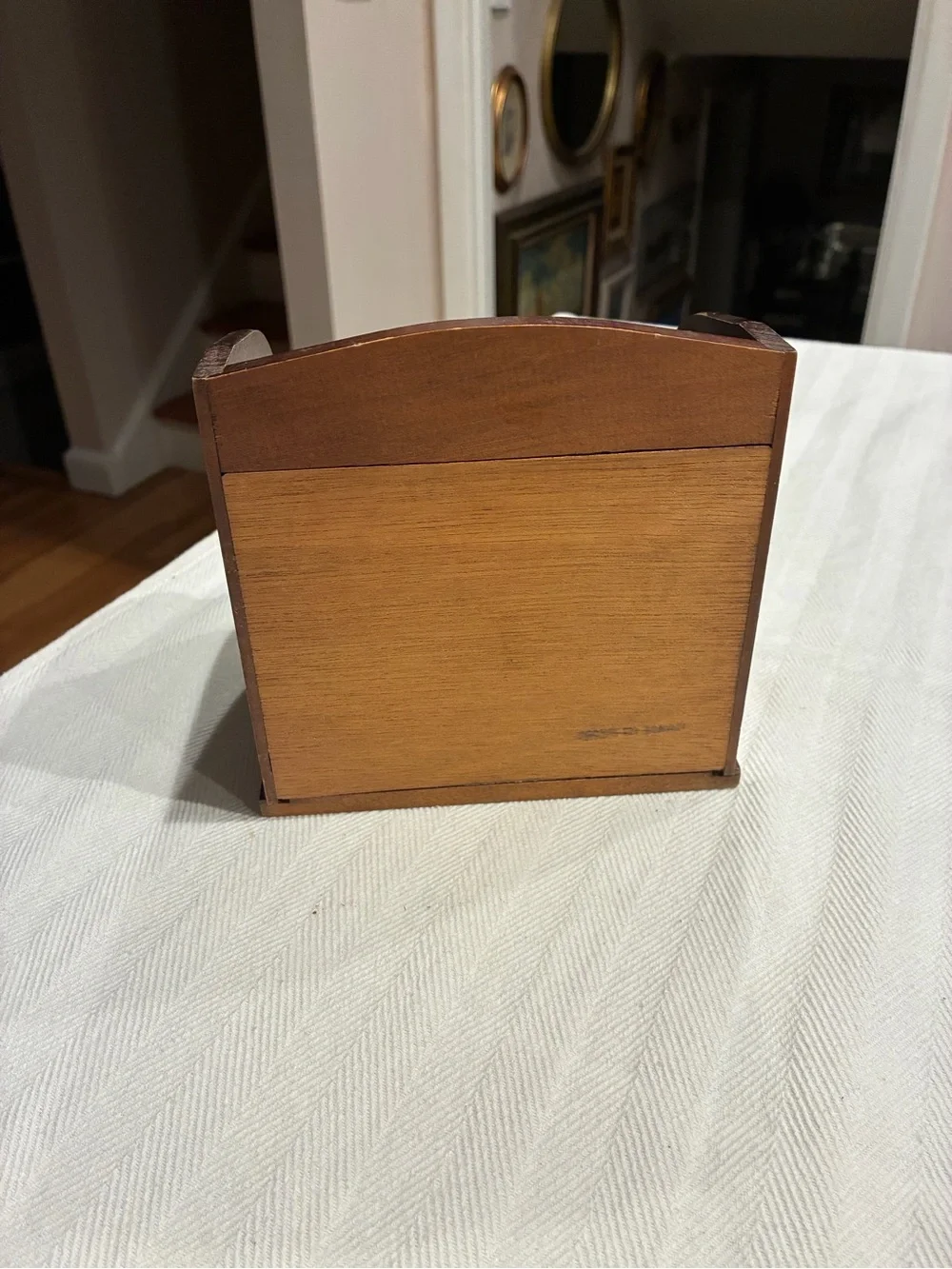 Vintage Wooden Rolled-Top Recipe Box in Dark Brown